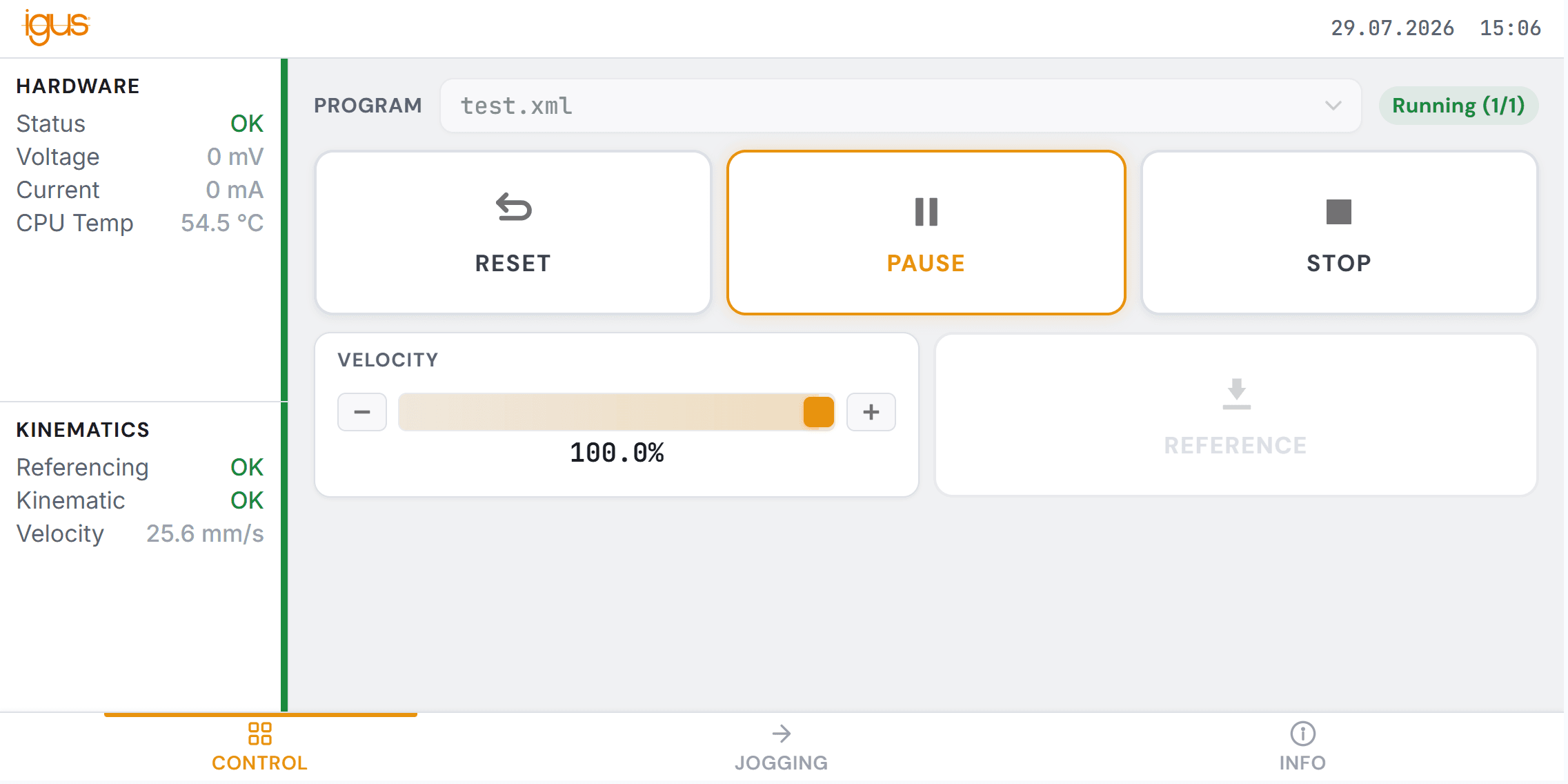 IHM opérateur | Interface logicielle pour le système de commande de robots igus
